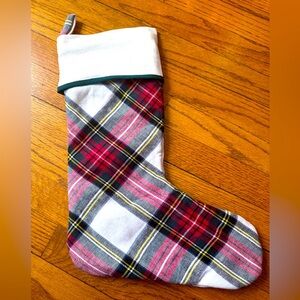 Williams Sonoma Christmas Stocking - Plaid Green, Red, White